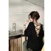 Camiseta Elegante de Manga Curta Costas Nuas Plus Size para Mulheres, Novo Estilo de Verão, Top Casual Soltinho de Comprimento Médio Emagrecedor