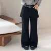 Calça Infantil Feminina Estilo Coreano, Tamanhos Médio e Grande, Falsa Peça Dupla, Micro Flare, Novidade Outono 2026, Calça Infantil Estilosa, Tendência