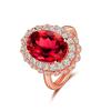 Propuesta en vivo de TikTok flor de diamante artificial traje de joyería de boda venta caliente anillo de diamante rubí de cuatro garras collar con colgante