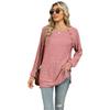 Camiseta de Manga Raglán de Cuello Redondo para Mujer 2024 Nueva de Otoño/Invierno Transfronteriza de Comercio Exterior Europeo y Americano Top Dividido de Color Sólido
