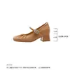 Sapatos Mary Jane Aumentadores de Altura 8cm Estilo Francês Delicado Feminino Outono Novo Plissado Strass Tira Única Salto Bloco Baixo