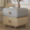 Mesita de noche Estilo Crema Nuevo Hogar Dormitorio Mesita de Noche de Cuero Simple Moderna Sin Instalación Pequeño Gabinete de Almacenamiento