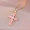 Collar Cruzado Estilo Lujo Ligero Europeo y Americano Moda Diseño de Nicho Colgante de Circonita Nueva Cadena para Clavícula de Acero de Titanio Venta al por Mayor