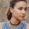 Nuevos pendientes de Amazon, pendientes de piedra emperador geométrica de color bohemio, pendientes vintage de temperamento, joyería europea y americana.