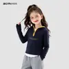 Roupas Infantis Camiseta de Manga Longa para Meninas 2026 Primavera Novo Estilo Tops Estilosos para Crianças Roupas Casuais com Capuz para Crianças Maiores Primavera e Outono