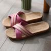 Pantufas de Linho 2025 Femininas Verão Casa Interior Barraca Pantufas de Casal Chão Silencioso Confortável Absorvente de Suor Pantufas Masculinas