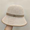 2025 Nuevo Sombrero de Pescador de Verano para Mujer Tejido Calado Muestra la Cara Sombrero de Cuenca Pequeño Sombrero para el Sol Sombrero de Verano Transpirable con Protección Solar También