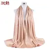 Primavera e Verão novo elegante versátil cor sólida plissado natural chiffon bico fechado lenço lenço lenço em estoque atacado transfronteiriço
