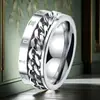 Anillo de Acero Inoxidable Hip-Hop para Hombre Nicho Ins Giratorio Descompresión No se Desvanece Joyería de Acero de Titanio Joyería de Mano Venta al por Mayor