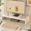Suporte de madeira maciça ajustável em altura para computador, prateleira de armazenamento de mesa para escritório, suporte de mesa para monitor para estações de trabalho femininas, suporte de mesa para display