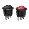 Interruptor Kcd1 Redondo de Baixo Perfil em Forma de Barco, Recorte 20mm, Todo Preto Redondo de 2 Pinos e 2 Velocidades, Interruptor de Alimentação de Baixo Perfil