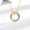 Moderna Cadena de Arcoíris con Anillos Dobles Únicos y Diamantes, Collar con Colgante de Estilo de Nicho, Joyería de Collar Transfronteriza Europea y Americana para Mujeres