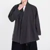 Abrigo de hombre estilo chino con cuello cruzado y amarre, nuevo cárdigan holgado estilo chino con tapeta diagonal, top casual retro de lana inspirado en el Zen