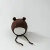 Lindo Meng Da ~ ins Corea del Sur Gorro para Bebé Primavera y Otoño Algodón Delgado 0-6 Meses Bebé Niño Gorro de Otoño con Protección para las Orejas