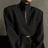 Moda Coreana Masculina Otoño e Invierno Versátil Sudadera con Cuello Alto y Media Cremallera para Hombre Tendencia Color Sólido Holgada y Cómoda Cuello Alto