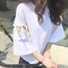 [Comercio Exterior] Verano 2019 Nuevo Coreano Suelto Calado Ropa de Estudiante Camiseta de Media Manga Top de Mujer Venta al por Mayor