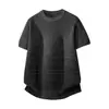 Camiseta de Punto Tipo Lino Lyocell de Manga Corta Verano Moderna Simple para el Trabajo Textura Rayas Camiseta para Hombre Elástica En Stock