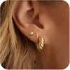 Brincos de Moda Elegantes Europeus e Americanos Transfronteiriços Mais Vendidos com Galvanoplastia de Latão Dourado Real Conjunto de Brincos Versátil para Mulheres de Alto Padrão