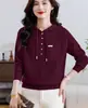 Moletom de Tricô com Capuz para Mulheres 2025 Outono e Inverno Novo Estilo Mãe Casual Solto Suéter Básico com Capuz
