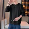 Sudadera pesada para hombre talla grande M-8XL2026, cuello redondo estilo americano, diseño de retazos, ribete acanalado, capa base de otoño
