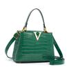 Bolso de mano de cuero brillante con estampado de piedras, estilo estéreo, popular en Internet, moderno, tipo bandolera, tipo cubo en forma de V.
