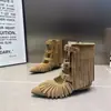 Botines de alta gama, calados, transpirables para mujer, nuevo estilo 2026, chic francés, marrones, versátiles, con cremallera y detalles de borla