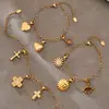 Cadena Geométric Corazón Exagerado Clavícula Acero Inoxidable Zirconio Collar Colgante Gota Aceite Sol Pulsera Set de Joyería para Mujer