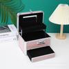 Caja de herramientas de maquillaje profesional de aleación de aluminio de dos capas, estuche grande de aluminio, estuche para uñas, caja de herramientas para tatuajes