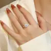Anillo Cuadrado Pequeño de Azúcar para Mujer, Anillo de Moissanita de Lujo Ligero de Gama Alta, Anillo de Diamante de Moissanita de 1 Quilate, Ajustable, Artículo Popular de TikTok
