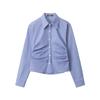 Promoção Relâmpago HeyhenryCamisa Feminina Manga Longa Slim Fit Estilo Americano, Cintura Marcada, Comprimento Curto, Ombro Normal