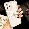 Capa de Celular Apple 16 Luxuosa com Laço e Strass para iPhone12345max Cobertura de Borda Macia Integral X Pérola