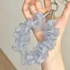 Malla de pedrería con purpurina fina para llaves y teléfono, correa de muñeca de malla plisada suave con diseño de hebilla metálica, lanyard universal