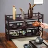 Estante de Escritorio para Tetera Estilo Chino Estante Pequeño Bogu Estante para Tazas de Té Estante de Almacenamiento para Juego de Té Sala de Té Mesa de Té Estante para Tazas