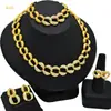 Joyería de Dubái chapada en oro de 24k traje de joyería nupcial collar pendientes Oriente Medio Dubái oro joyería de boda juego de cuatro piezas