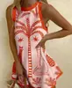 Estação Independente da Amazon Comércio Exterior Verão Sol Brilhante Carta Padrão Estampado 3D Moda Gola Redonda Saia Mulher
