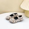 Sandálias Birkenstock Pequenas de Couro Estilo Mori para Meninas Nova Moda Primavera 2025 Sapatos de Princesa Ocidentais com Velcro Estampado para Alunos do Ensino Fundamental