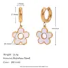 Pendientes Rayas Verticales Retro Estilo Europeo y Americano Acero Inoxidable Chapado en Oro de 18K Pendientes Geométricos Huecos Tejidos de Corazón