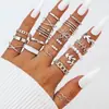 Conjunto de Anéis Femininos Cruzados Criativos Simples de Temperamento Anéis Empilháveis Ajustáveis Abertos com Pedras Strass Inlaid de Alta Qualidade