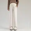 Calça de Maternidade Outono Inverno Roupa Exterior 2026 Nova Tamanho Grande Sem Apertar a Barriga Calça Comprida Outono Inverno Plus Veludo Petite Calça de Perna Larga