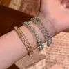 Pulsera abierta de circonita cúbica redonda en tonos fríos, estilo coreano, un diseño versátil y único, una pieza de joyería ligera y lujosa
