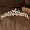 Coroa de Liga de Metal Coreana Tiara de Noiva Folha Coroa Olho de Cavalo Acessórios para Vestido de Passarela