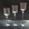 Portavelas de Cristal Transparente Romántico Estilo Francés, Portavelas de Cristal Alto Soplado para Aromaterapia Juego de Tres Piezas Venta al por Mayor Hecho a Mano