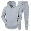 Sudadera unisex para pareja europea y americana 2023, color liso, conjunto de sudadera con capucha de forro polar para otoño e invierno