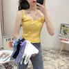 Estilo Hong Kong Retro Costas Laço Discreto Decote V Alças Efeito Emagrecedor Peça de Roupa Exterior Colete Base Malha Suspensório para Mulheres