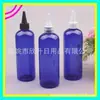 Frasco azul de 300ml com tampa pontiaguda, frasco para loção, frasco para remédio com tampa pontiaguda, tampa para solução de permanente, frasco squeeze, frasco de 300ML para líquido medicinal com bico pontiagudo