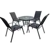 Set de Silla Alta Plegable Apilable para Exteriores Silla de Respaldo Alto Silla Teslin Balcón Patio Mesa y Silla de Hierro KD Cubierta para Acampar