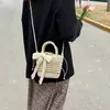 Bolso Cuadrado Hueco con Lazo de Mano Cruzado Retro Casual Tejido de Paja Bolsa de Playa para Mujer Venta al por Mayor