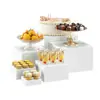 Suporte de Exibição Quadrado Branco de Acrílico Transfronteiriço Caixa de Exibição de Miniaturas Acessórios para Display de Sobremesas e Bolos Caixa de Cinco Lados