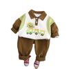 Traje de tren para niño Primavera y Otoño 2025 Solapa Dibujos Animados Infantiles Polo Combinación de Colores Sudadera Conjunto de Dos Piezas Lote para Bebé