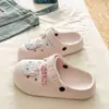 Conforto nos PésCasuais Versáteis EVA Birkenstock Sandálias com Biqueira Botões Xadrez Respiração de Gato Sapatos Externos com Furos
